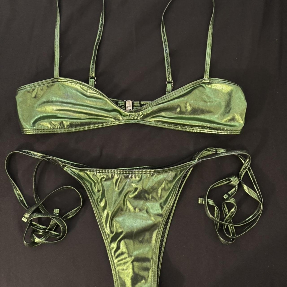 Metallic Green Bikini Set